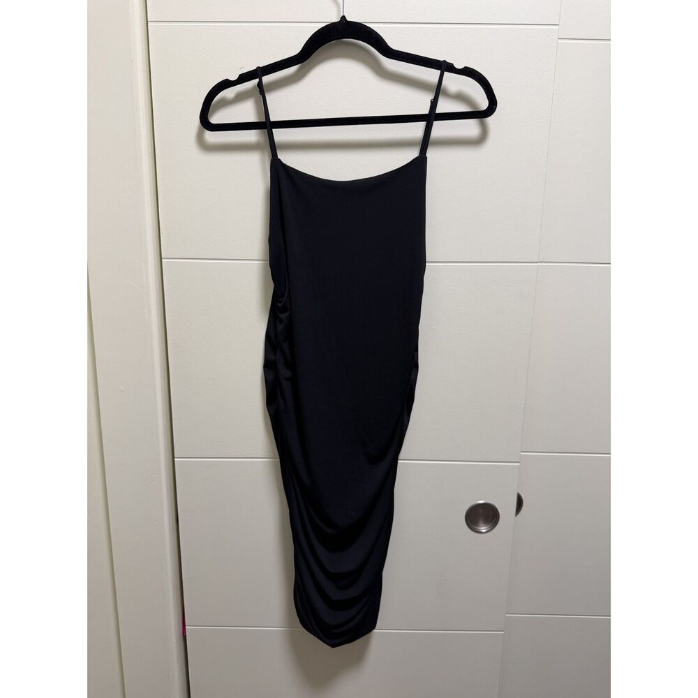 Black Ruched Mini Dress - Picture 3 of 4